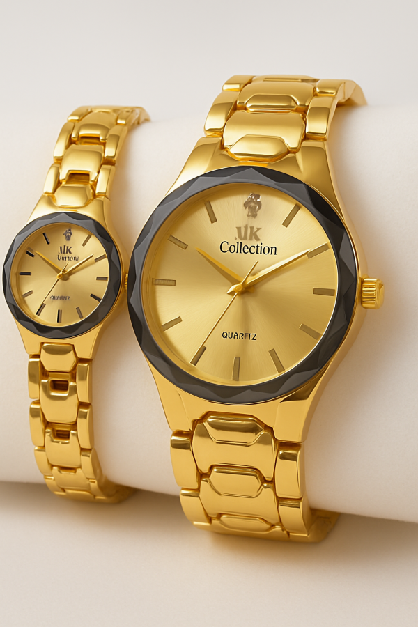 Gold Couple Watch Set – Luxury Quartz
